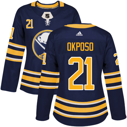 Adidas Buffalo Sabres #21 Kyle Okposo Navy Blue Home Authentic Women Stitched NHL Jersey